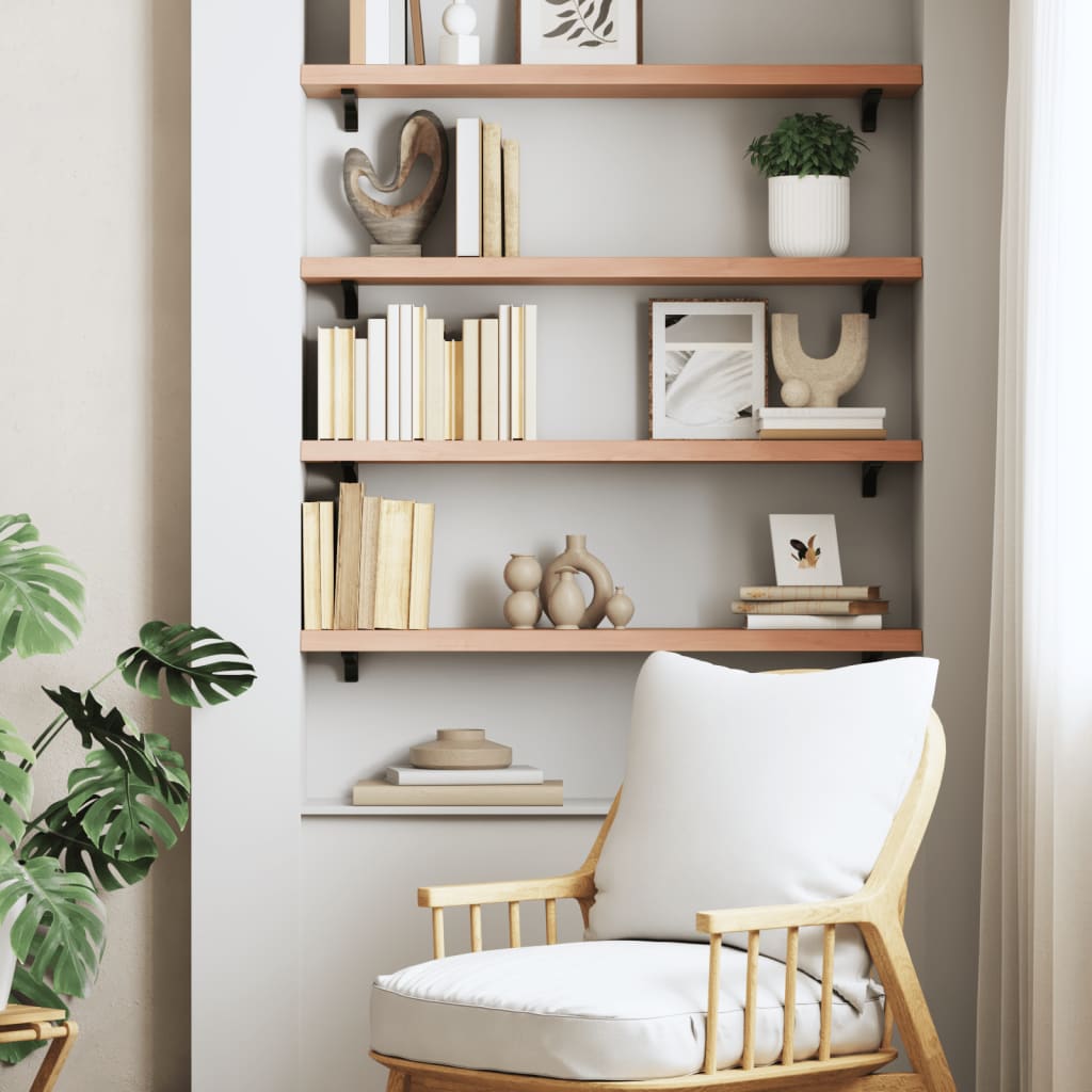 Étagère murale marron clair 80x20x4 cm bois chêne massif traité - XIOS