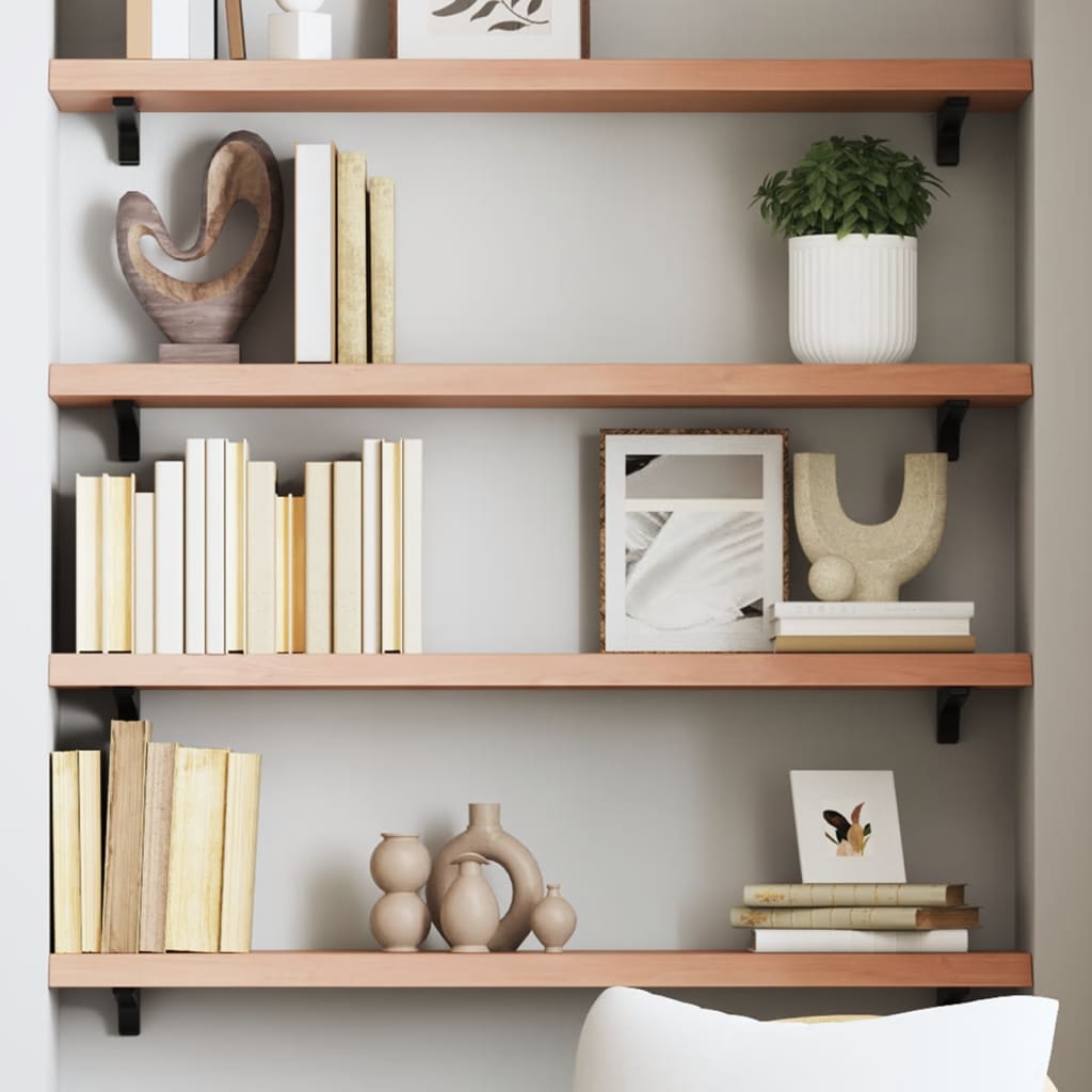 Étagère murale marron clair 80x20x4 cm bois chêne massif traité - XIOS