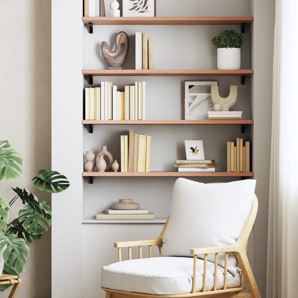 Étagère murale marron clair 80x30x2 cm bois chêne massif traité - XIOS