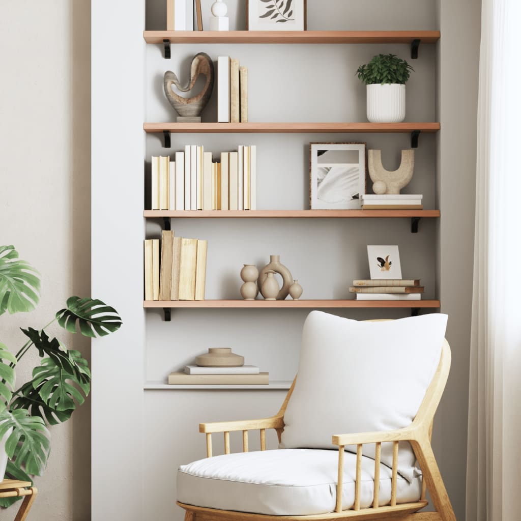 Étagère murale marron clair 100x20x2cm bois chêne massif traité - XIOS