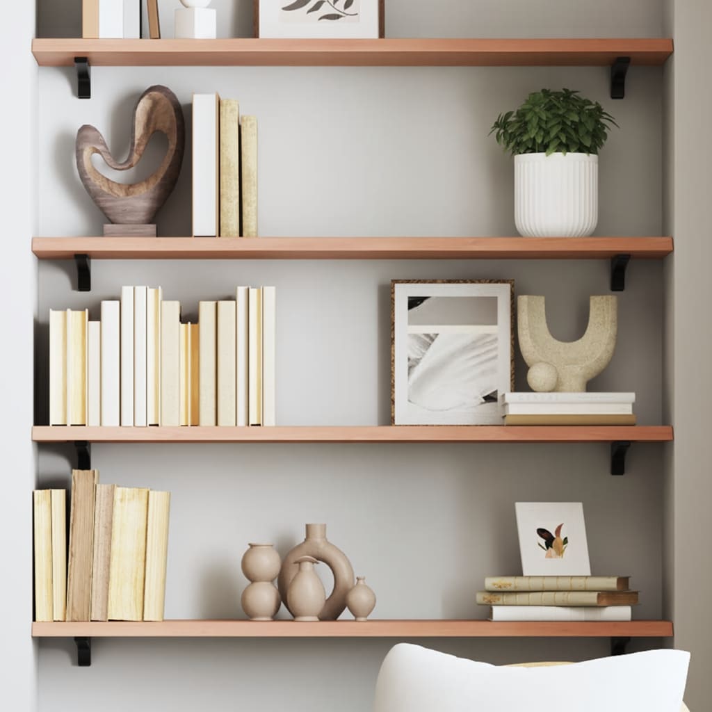 Étagère murale marron clair 100x20x2cm bois chêne massif traité - XIOS
