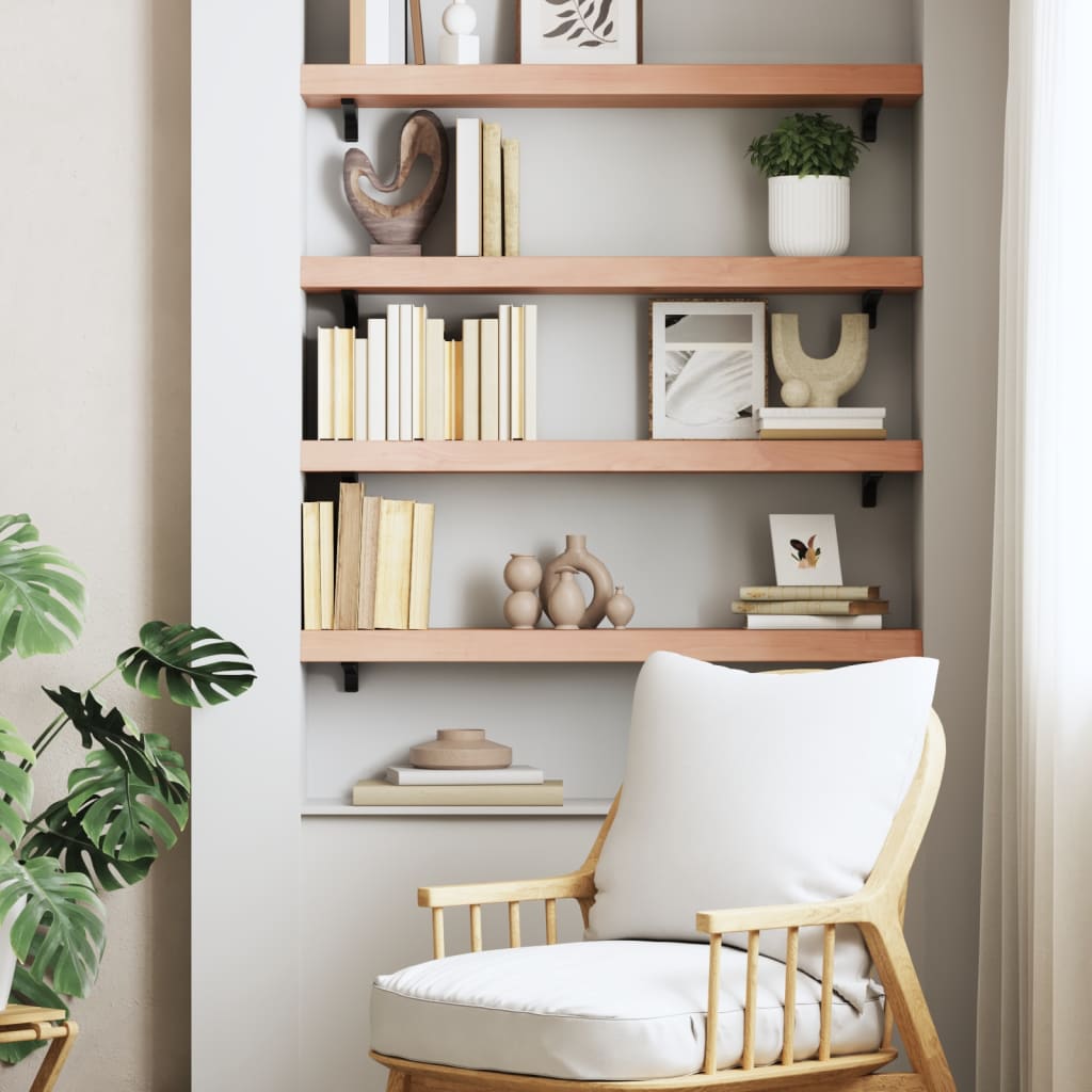 Étagère murale marron clair 100x20x6cm bois chêne massif traité - XIOS