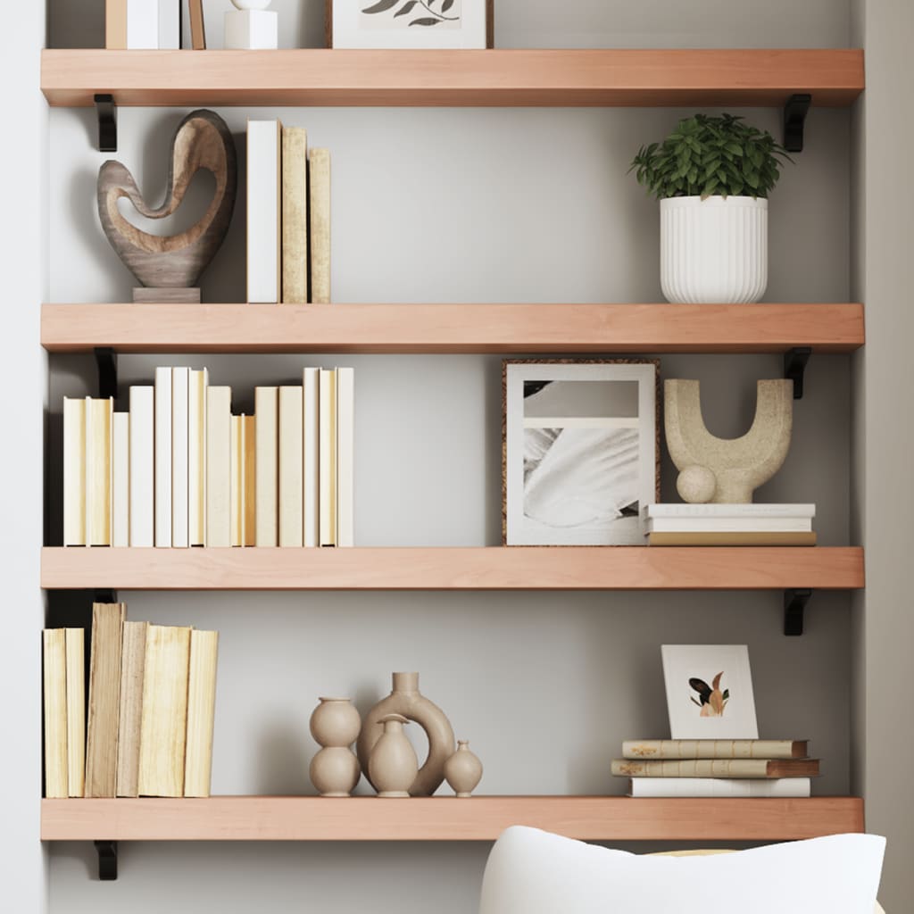 Étagère murale marron clair 100x20x6cm bois chêne massif traité - XIOS
