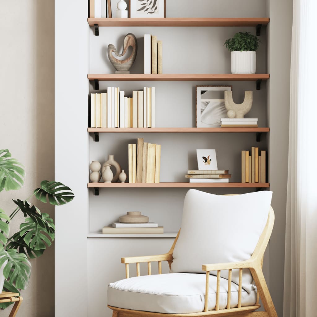 Étagère murale marron clair 100x30x2cm bois chêne massif traité - XIOS