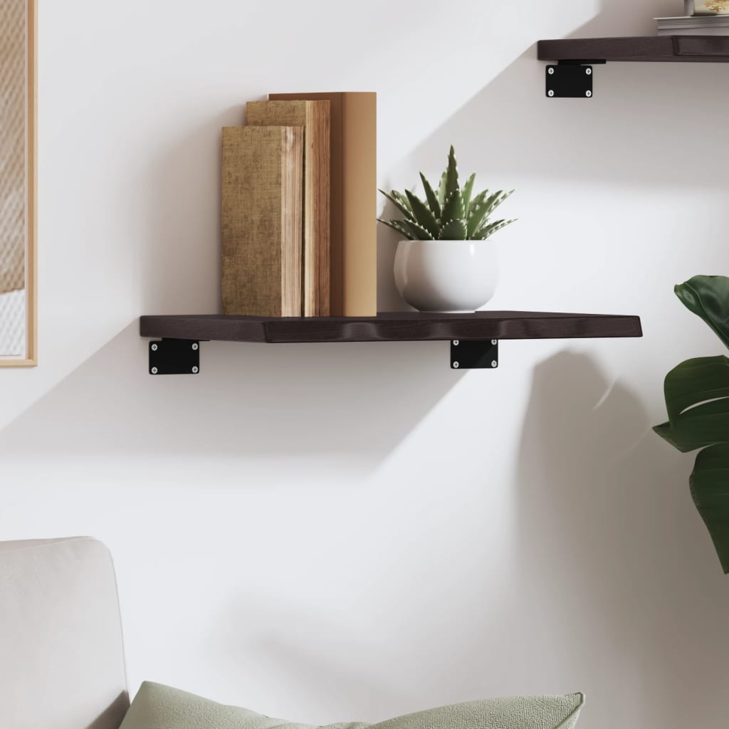 Étagère murale marron foncé 40x20x2 cm bois chêne massif traité - XIOS