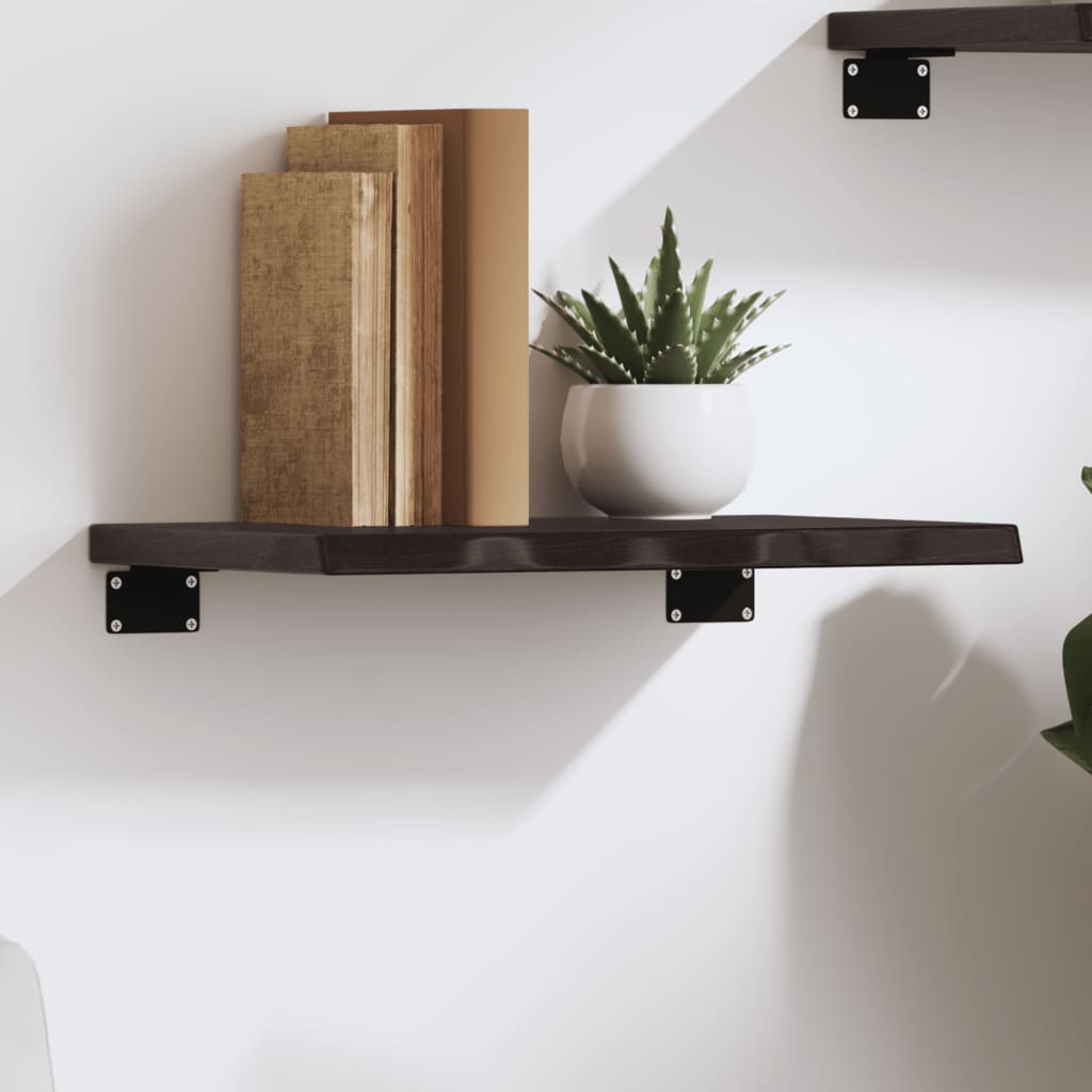 Étagère murale marron foncé 40x20x2 cm bois chêne massif traité - XIOS
