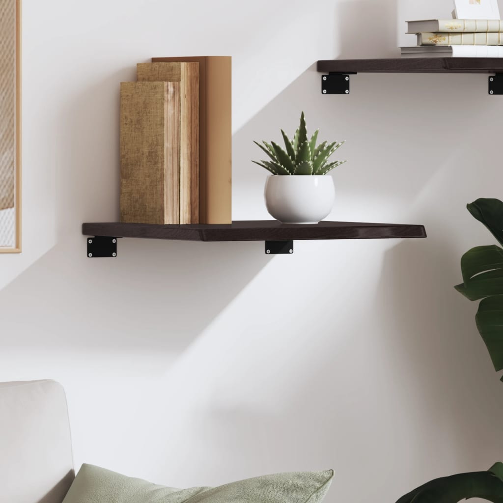 Étagère murale marron foncé 40x40x2 cm bois chêne massif traité - XIOS
