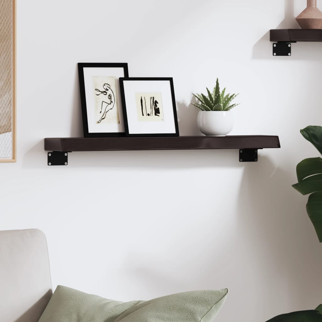 Étagère murale marron foncé 60x10x4 cm bois chêne massif traité - XIOS