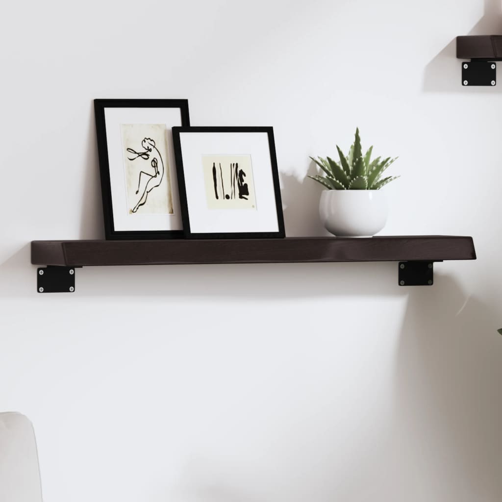 Étagère murale marron foncé 60x10x4 cm bois chêne massif traité - XIOS