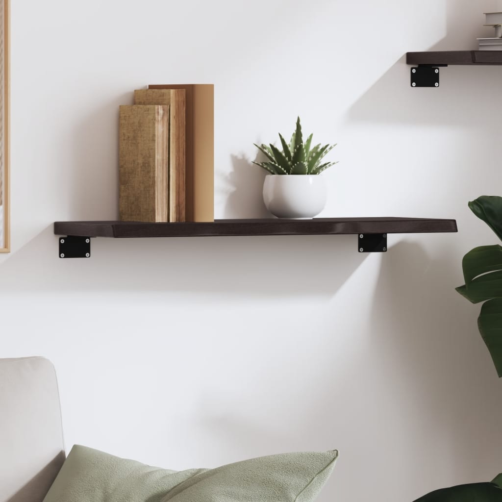 Étagère murale marron foncé 60x20x2 cm bois chêne massif traité - XIOS