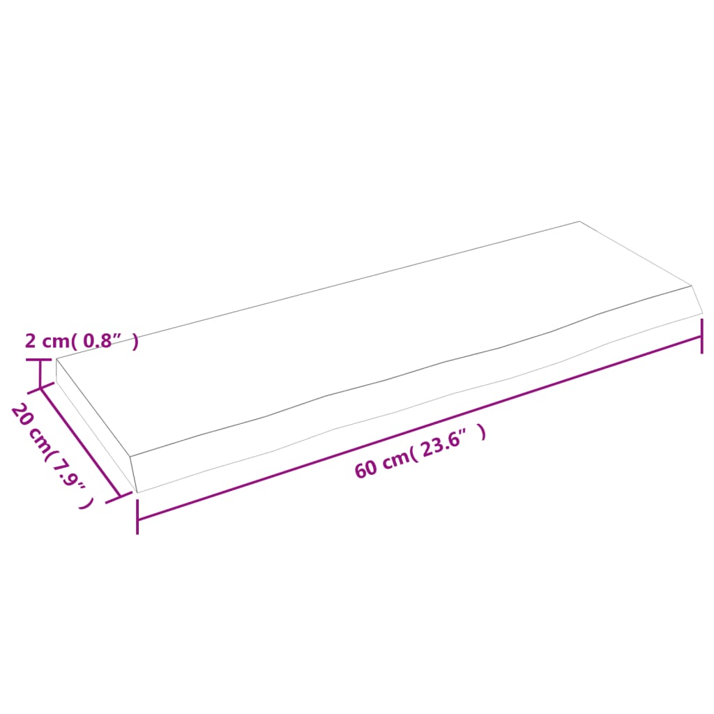 Étagère murale marron foncé 60x20x2 cm bois chêne massif traité - XIOS