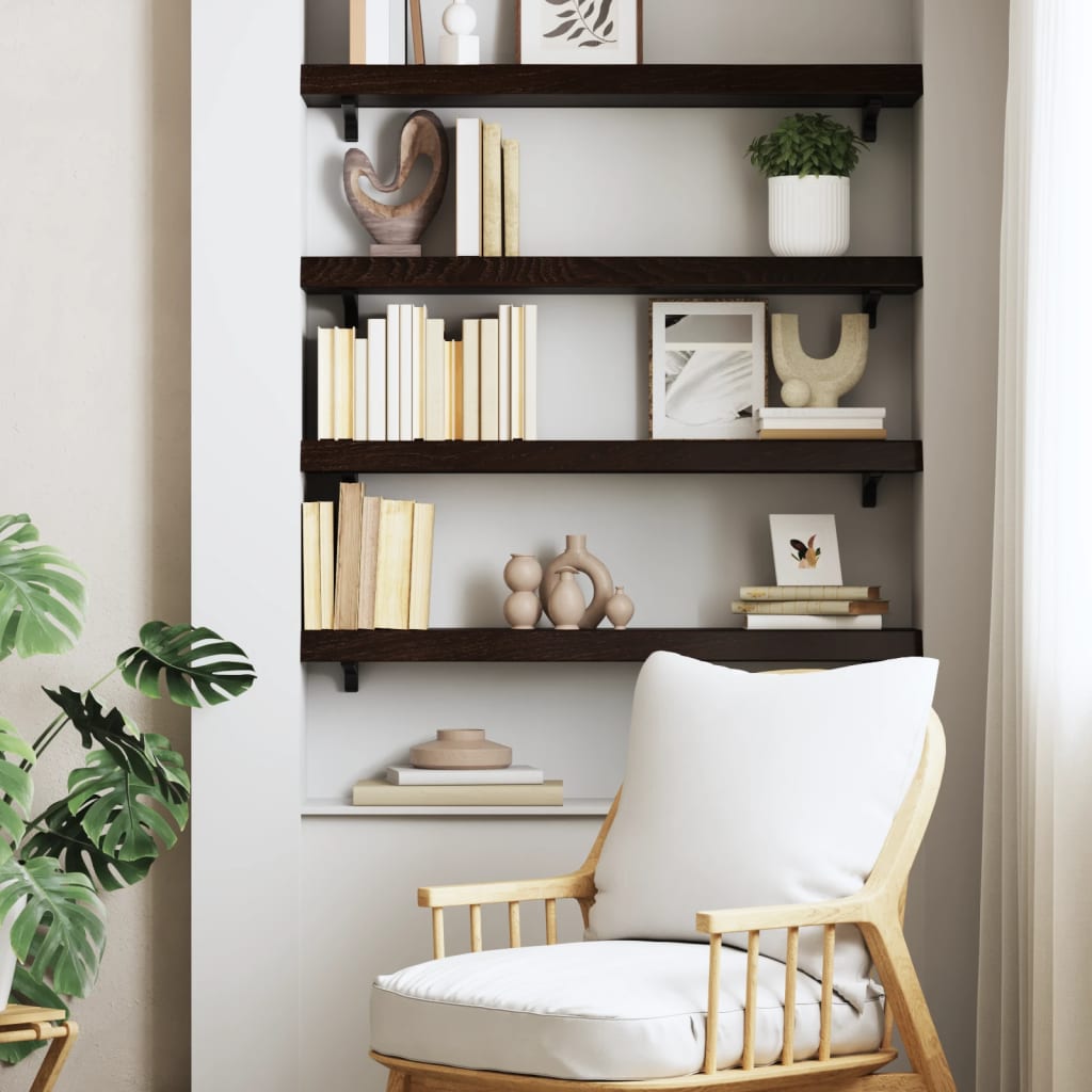 Étagère murale marron foncé 100x20x6cm bois chêne massif traité - XIOS