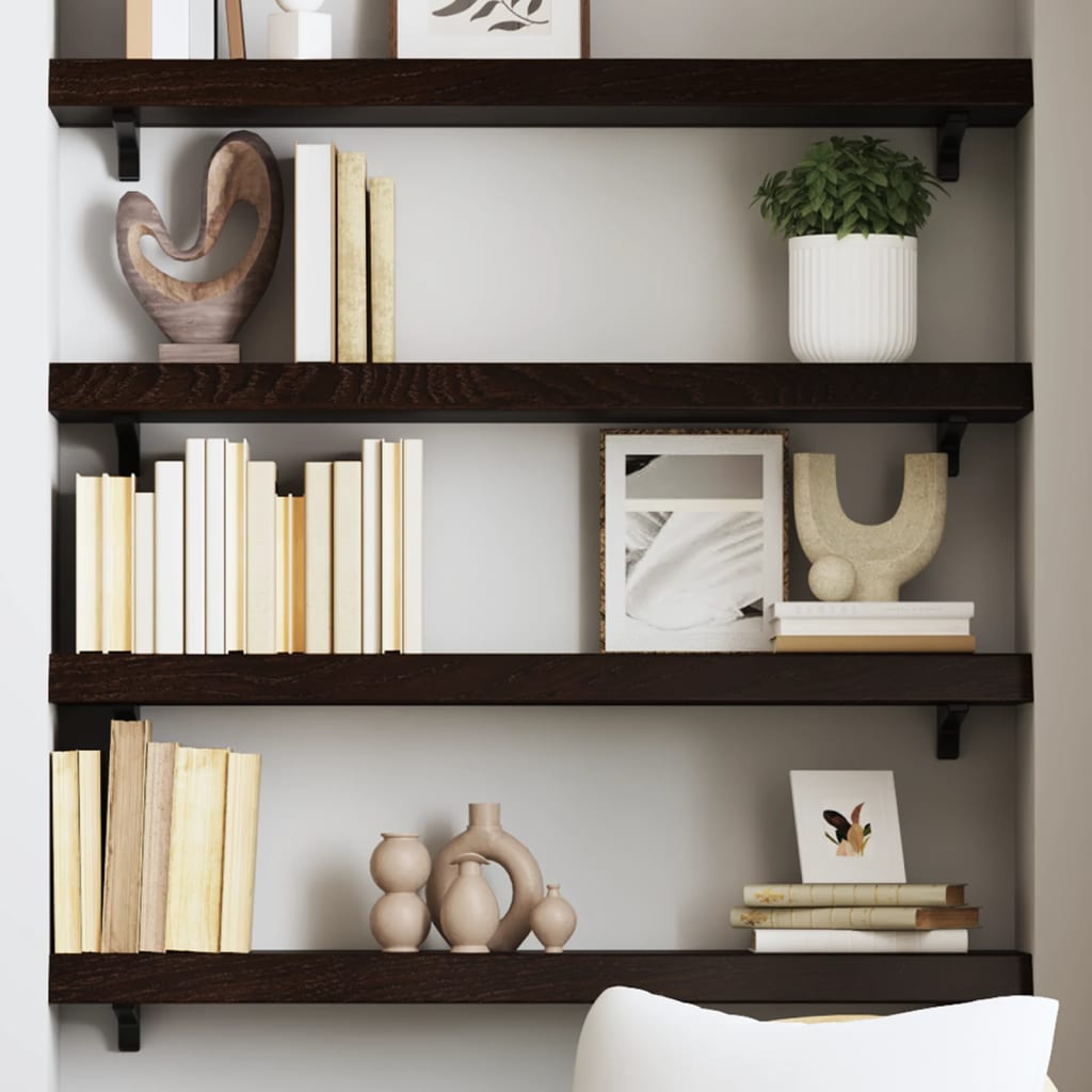 Étagère murale marron foncé 100x20x6cm bois chêne massif traité - XIOS
