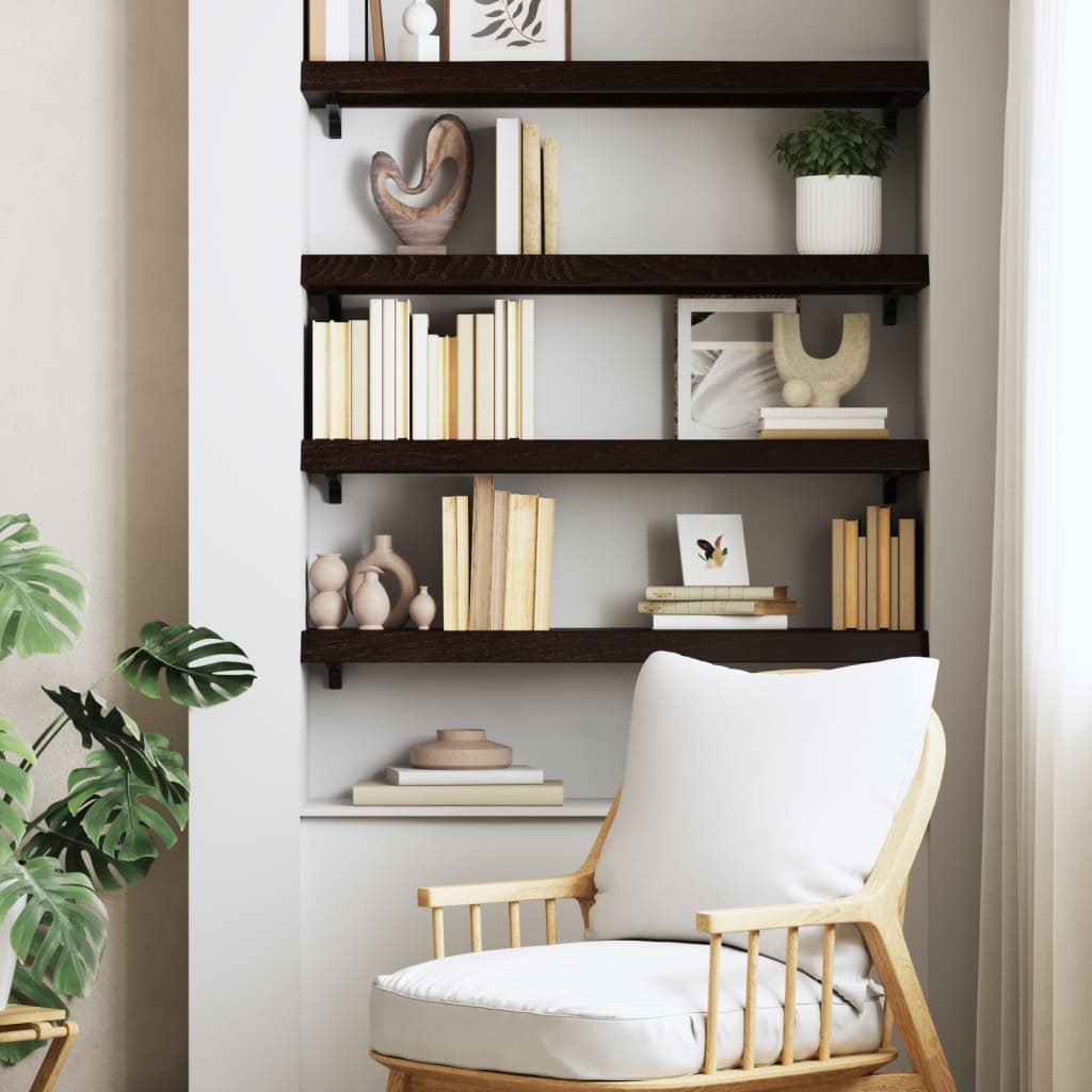 Étagère murale marron foncé bois chêne massif traité - XIOS