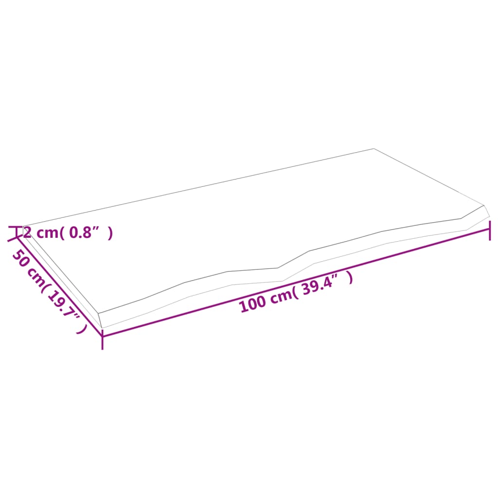 Étagère murale marron foncé 100x50x2cm bois chêne massif traité - XIOS
