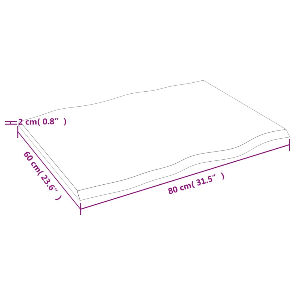 Dessus de table bois chêne massif non traité bordure assortie - XIOS