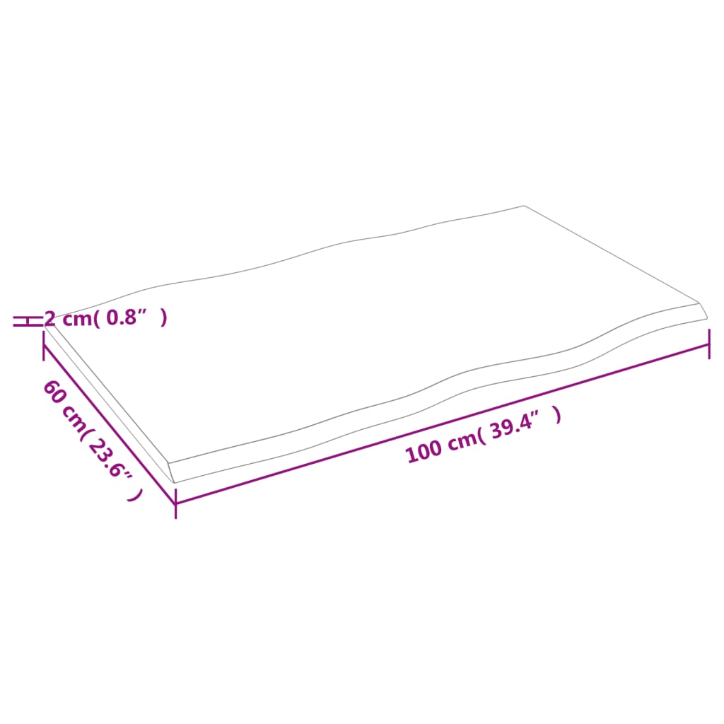 Dessus de table bois chêne massif non traité bordure assortie - XIOS