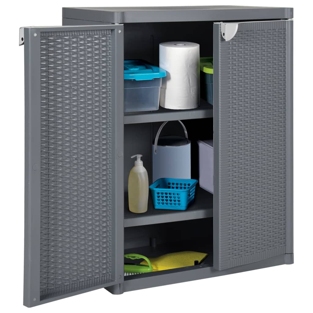Armoire de rangement de jardin gris 65x45x88 cm PP rotin - XIOS