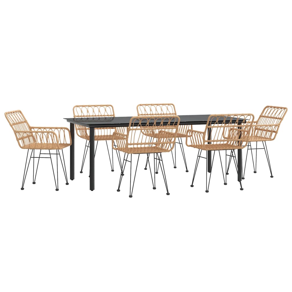 Ensemble à manger de jardin 7 pcs Résine tressée