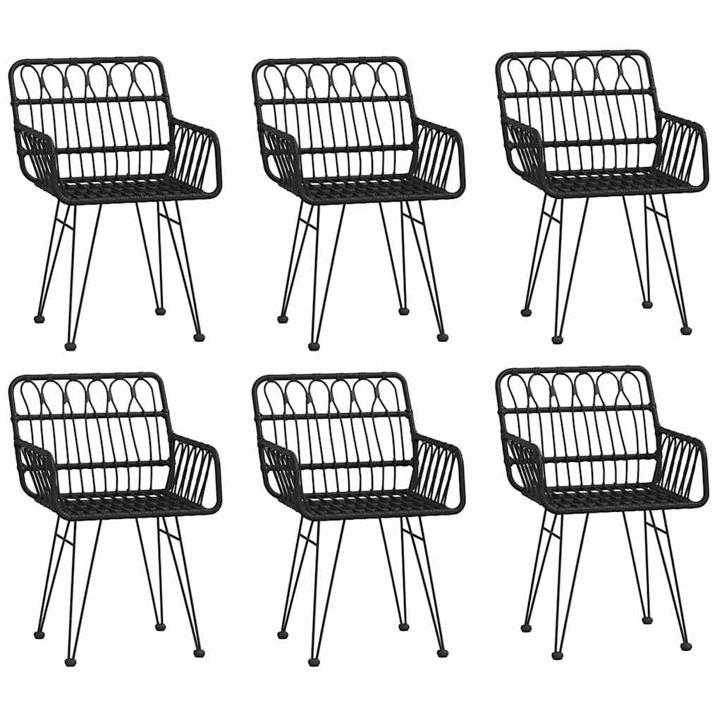 Ensemble à manger de jardin 7 pcs Noir Résine tressée