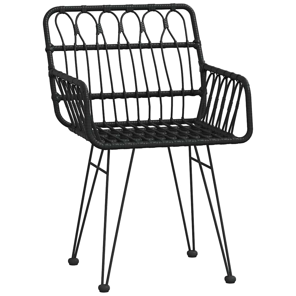 Ensemble à manger de jardin 7 pcs Noir Résine tressée