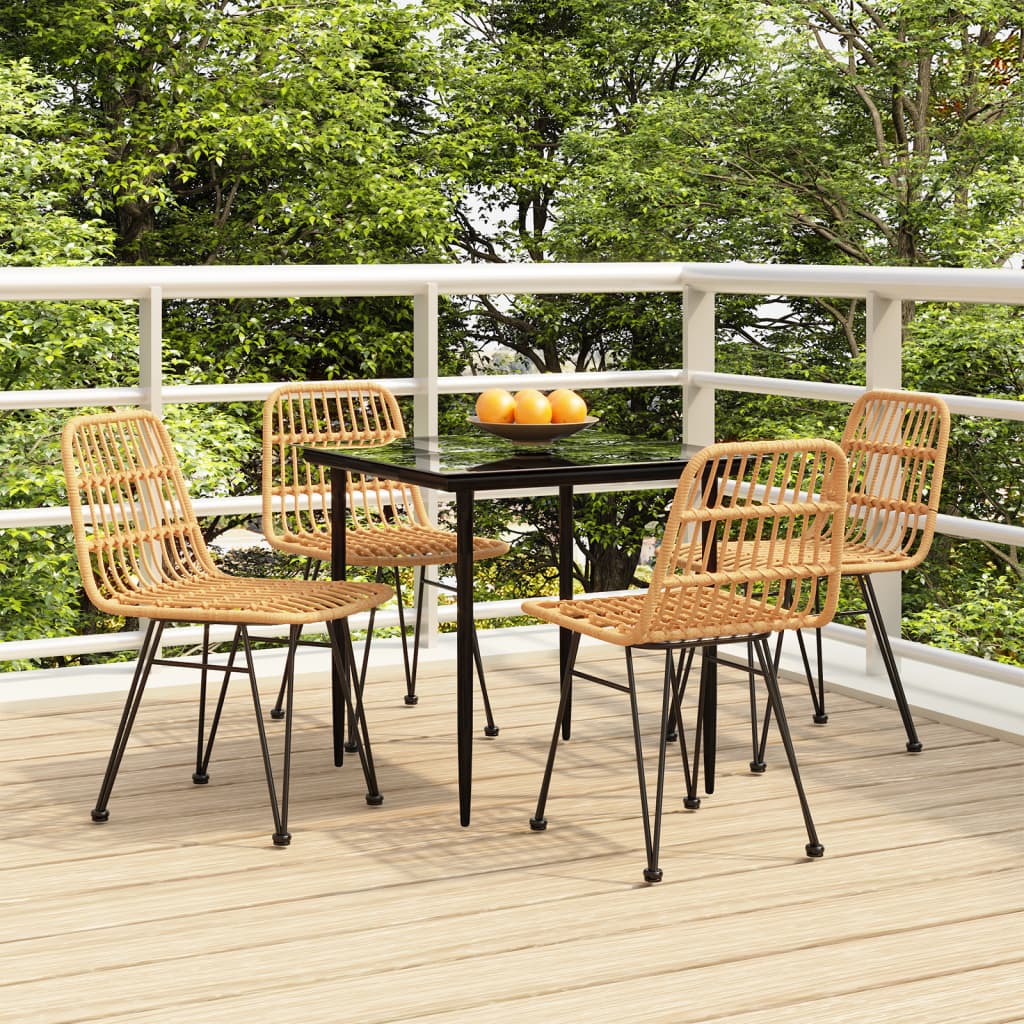 Ensemble à manger de jardin 5pcs Résine tressée