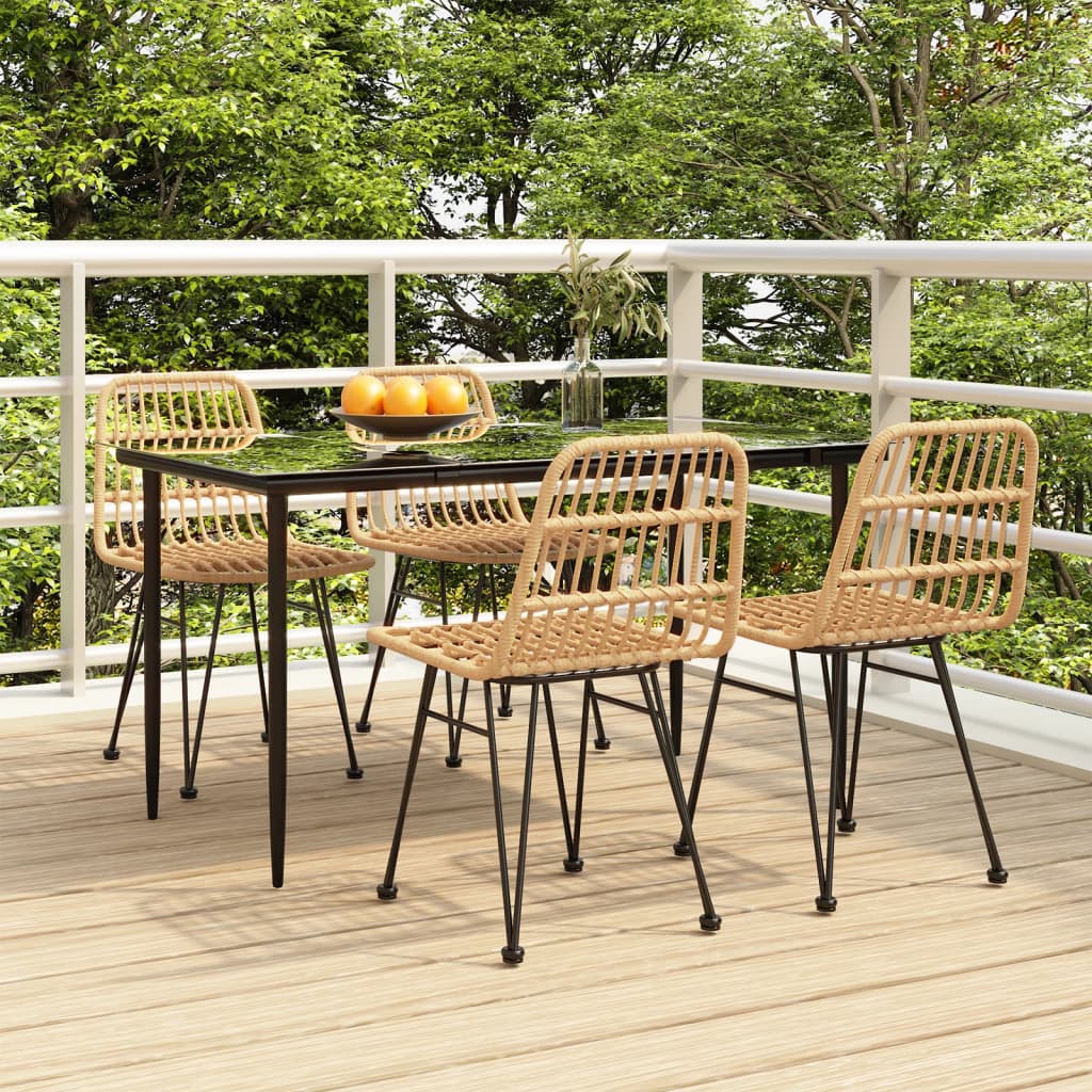 Ensemble à manger de jardin 5pcs Résine tressée