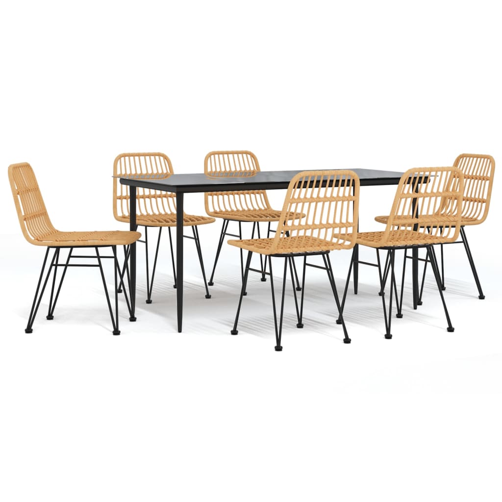 Ensemble à manger de jardin 7 pcs Résine tressée