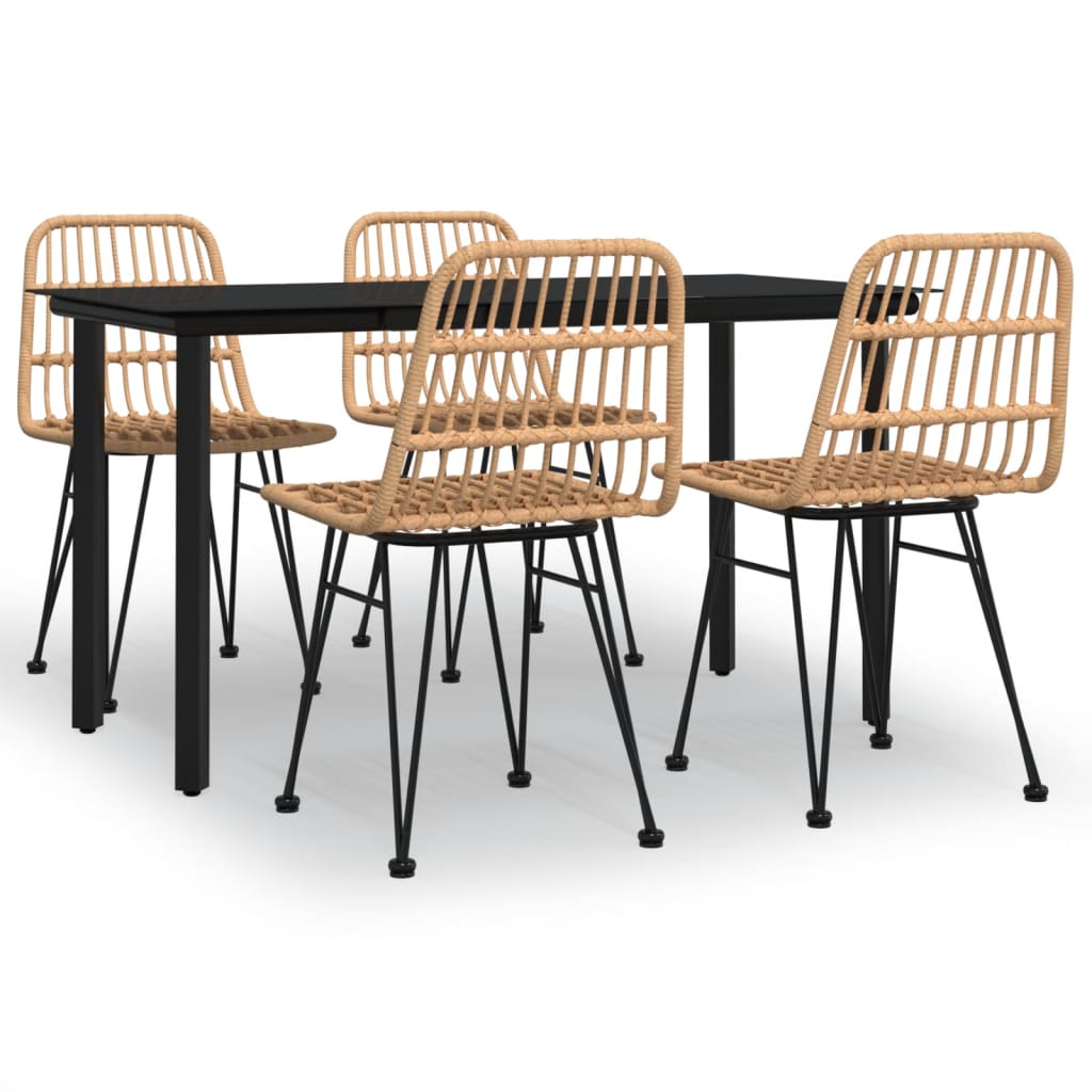Ensemble à manger de jardin 5pcs Résine tressée
