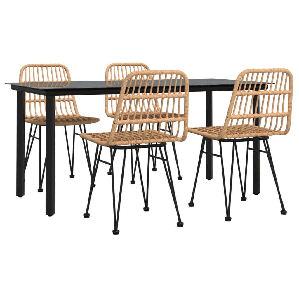 Ensemble à manger de jardin 5pcs Résine tressée