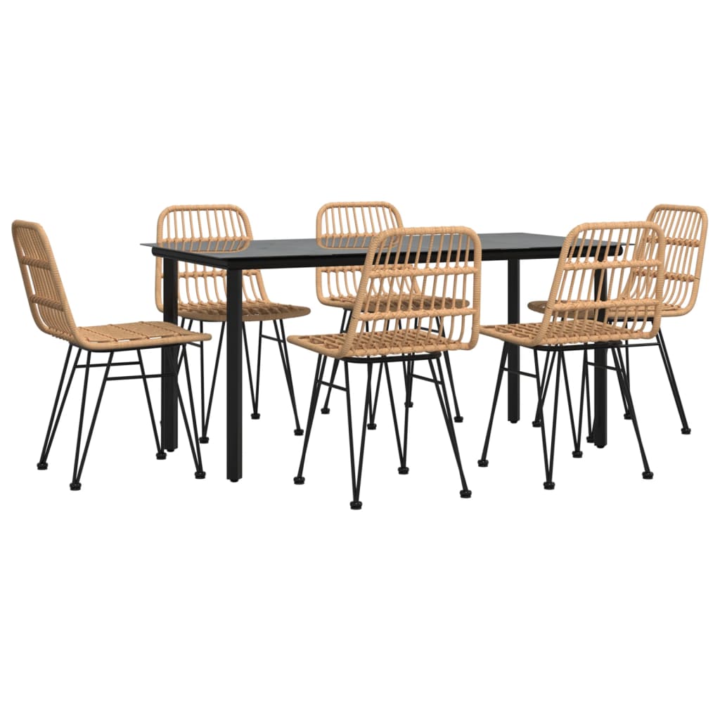 Ensemble à manger de jardin 7 pcs Résine tressée