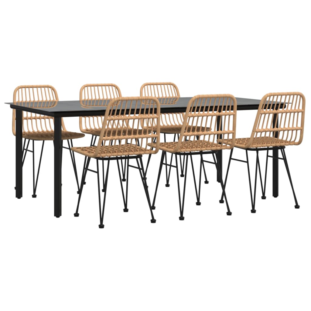 Ensemble à manger de jardin 7 pcs Résine tressée