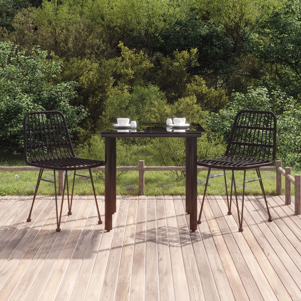 Ensemble à manger de jardin 3 pcs Noir Résine tressée