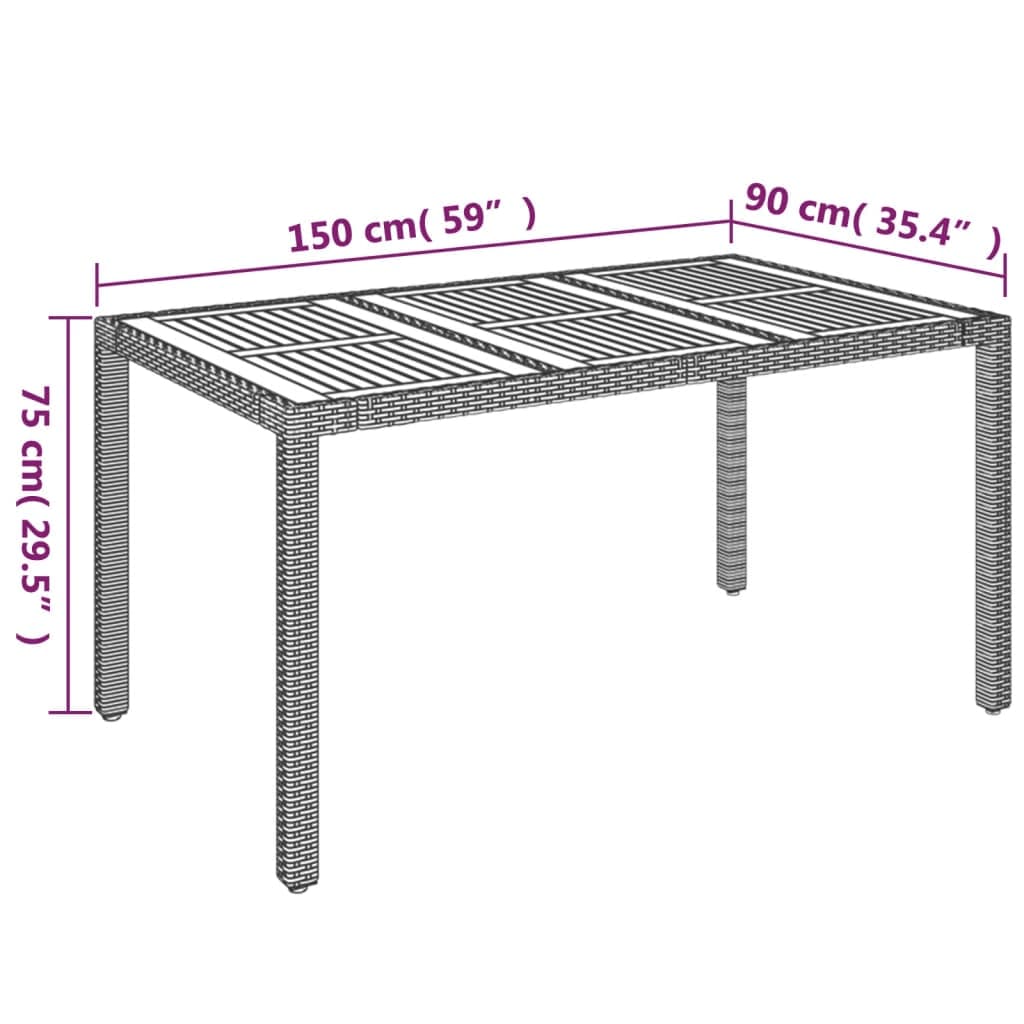 Ensemble à manger de jardin coussins 7pcs Noir Résine tressée