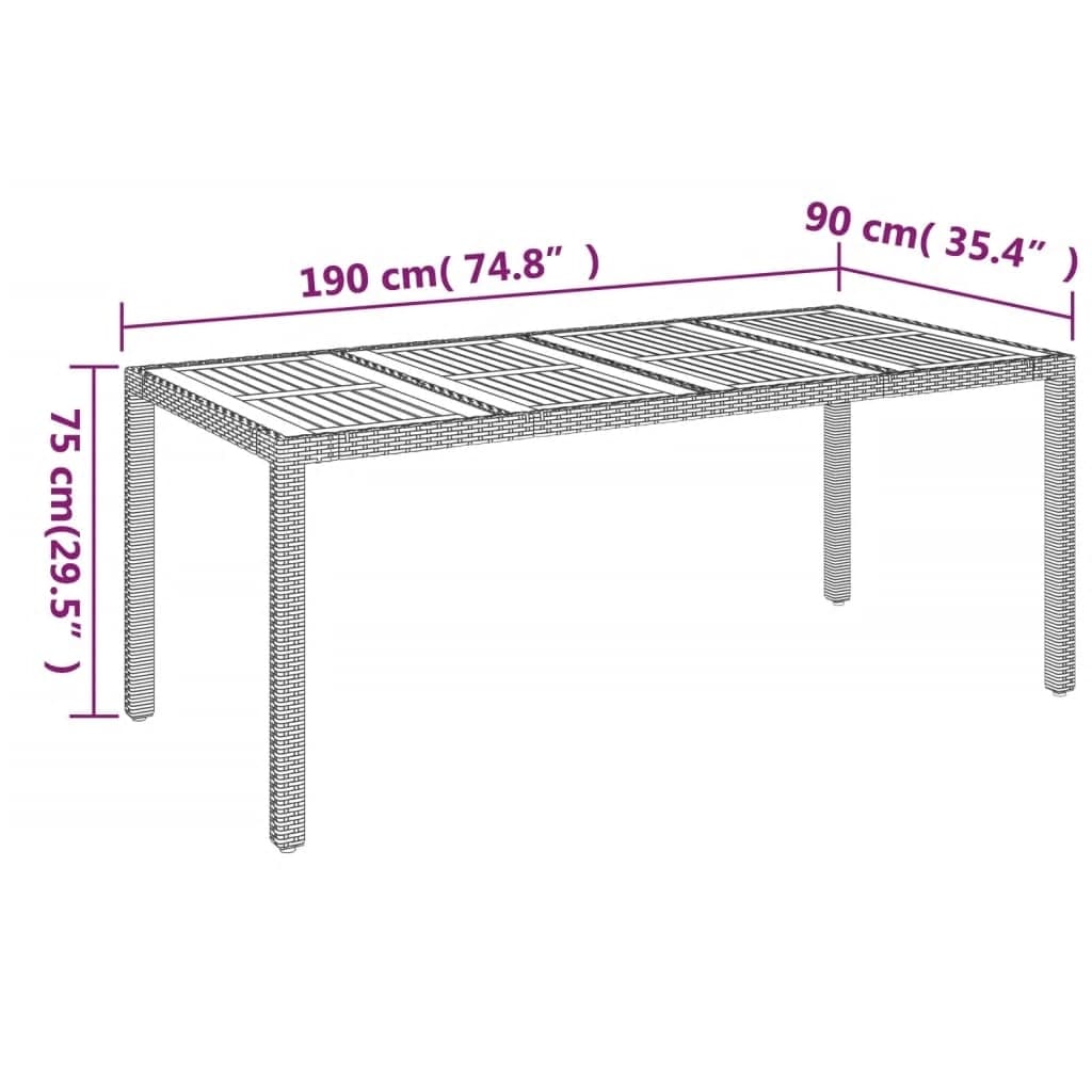 Ensemble à manger jardin et coussins 7 pcs gris rotin