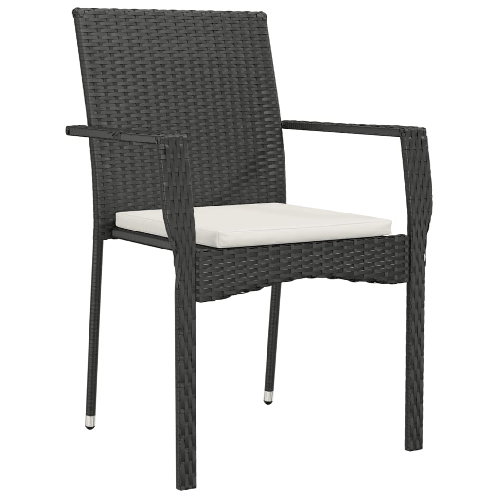 Ensemble à manger de jardin coussins 5pcs Noir Résine tressée