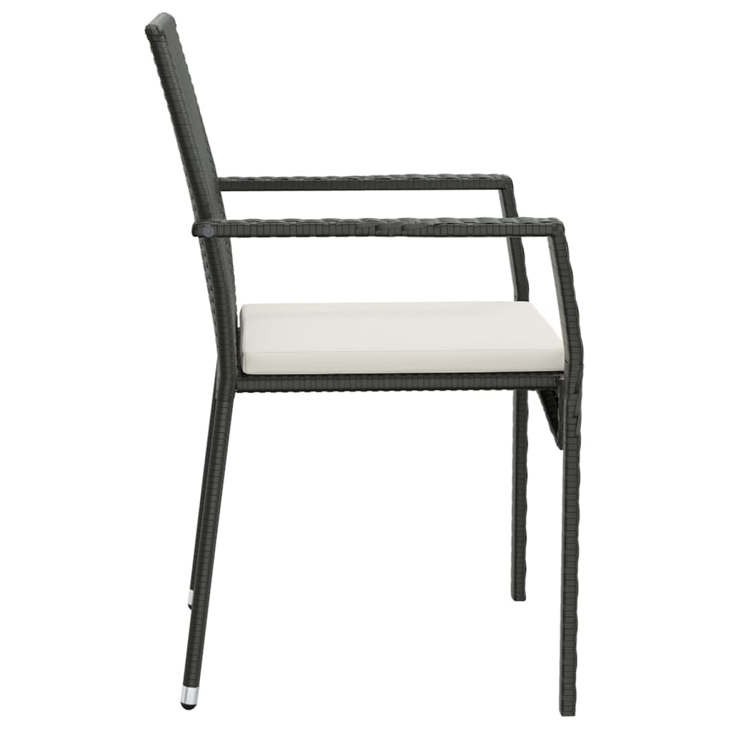 Ensemble à manger de jardin coussins 5pcs Noir Résine tressée