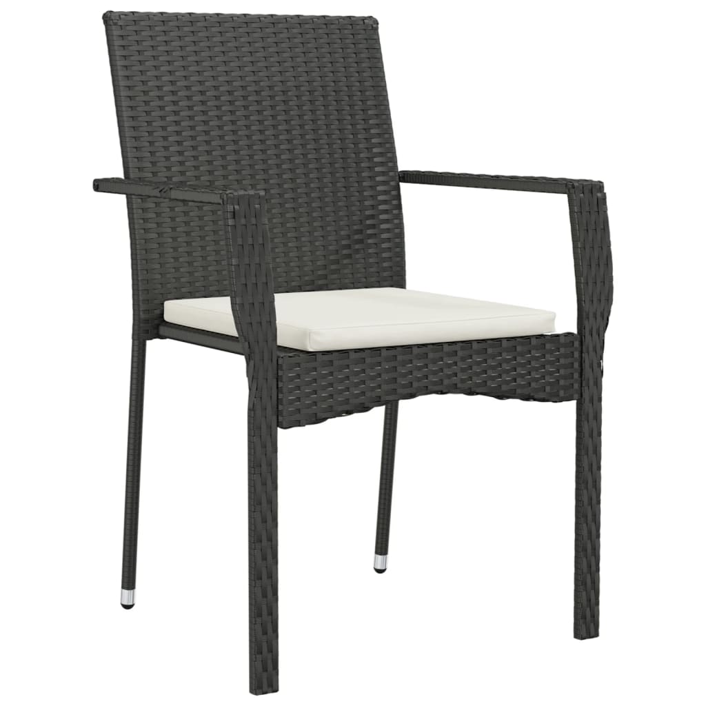 Ensemble à manger jardin 9pcs et coussins noir résine tressée