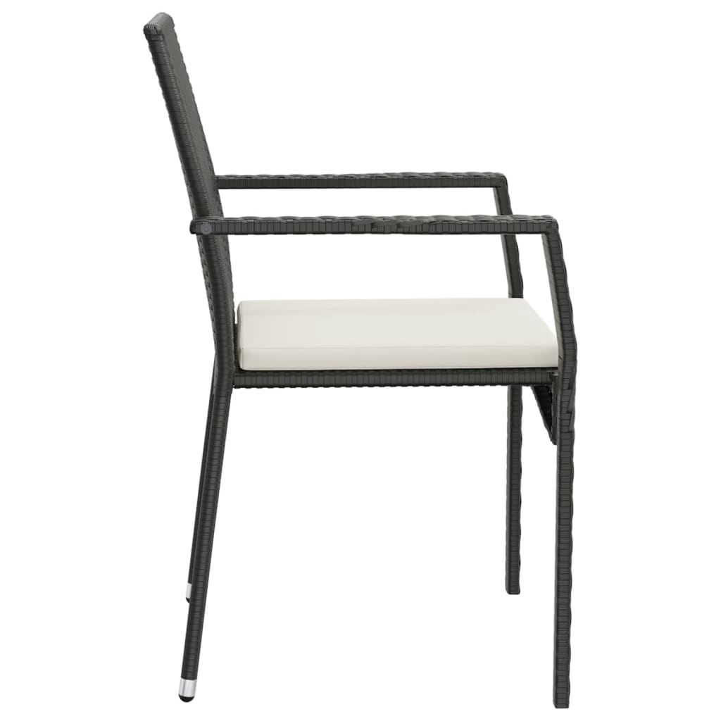 Ensemble à manger jardin 9pcs et coussins noir résine tressée