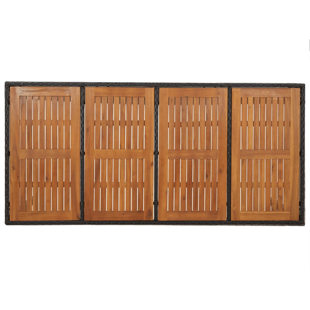 Ensemble à manger jardin 9pcs et coussins noir résine tressée