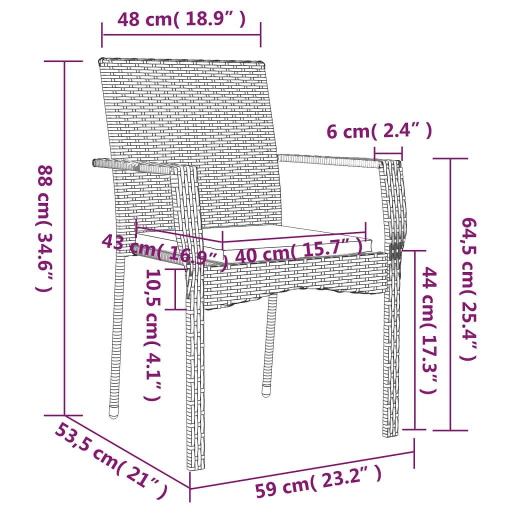 Ensemble à manger de jardin 5 pcs coussins gris résine tressée