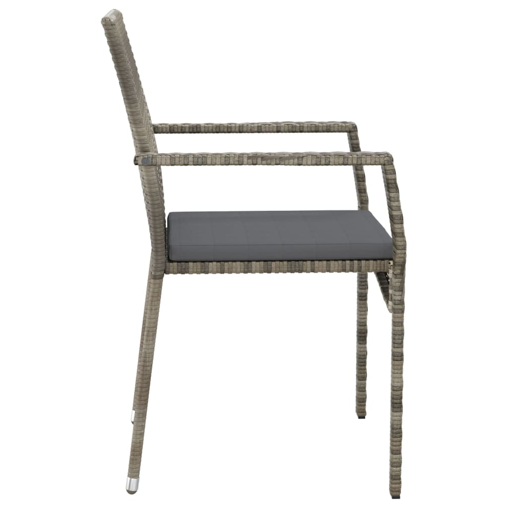 Ensemble à manger jardin et coussins 7 pcs gris rotin