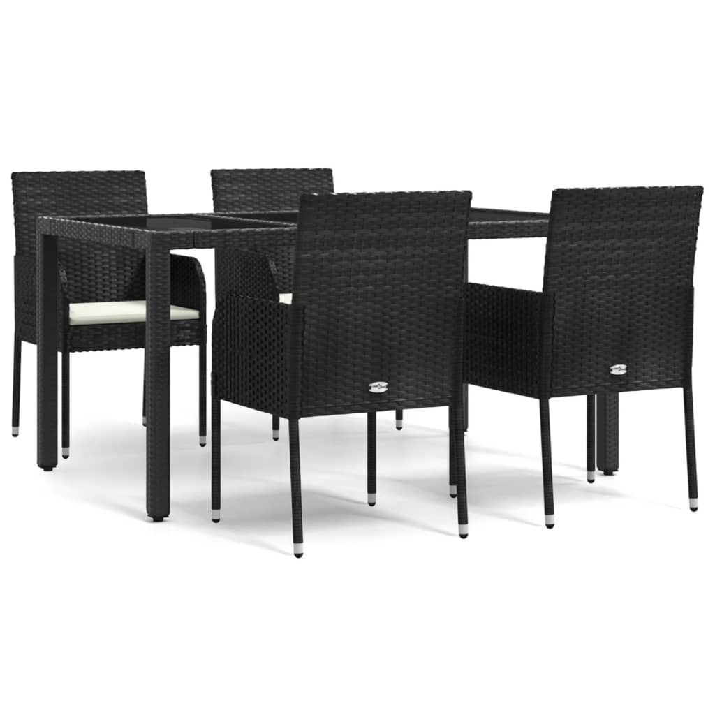 Ensemble à manger de jardin coussins 5pcs Noir Résine tressée - XIOS