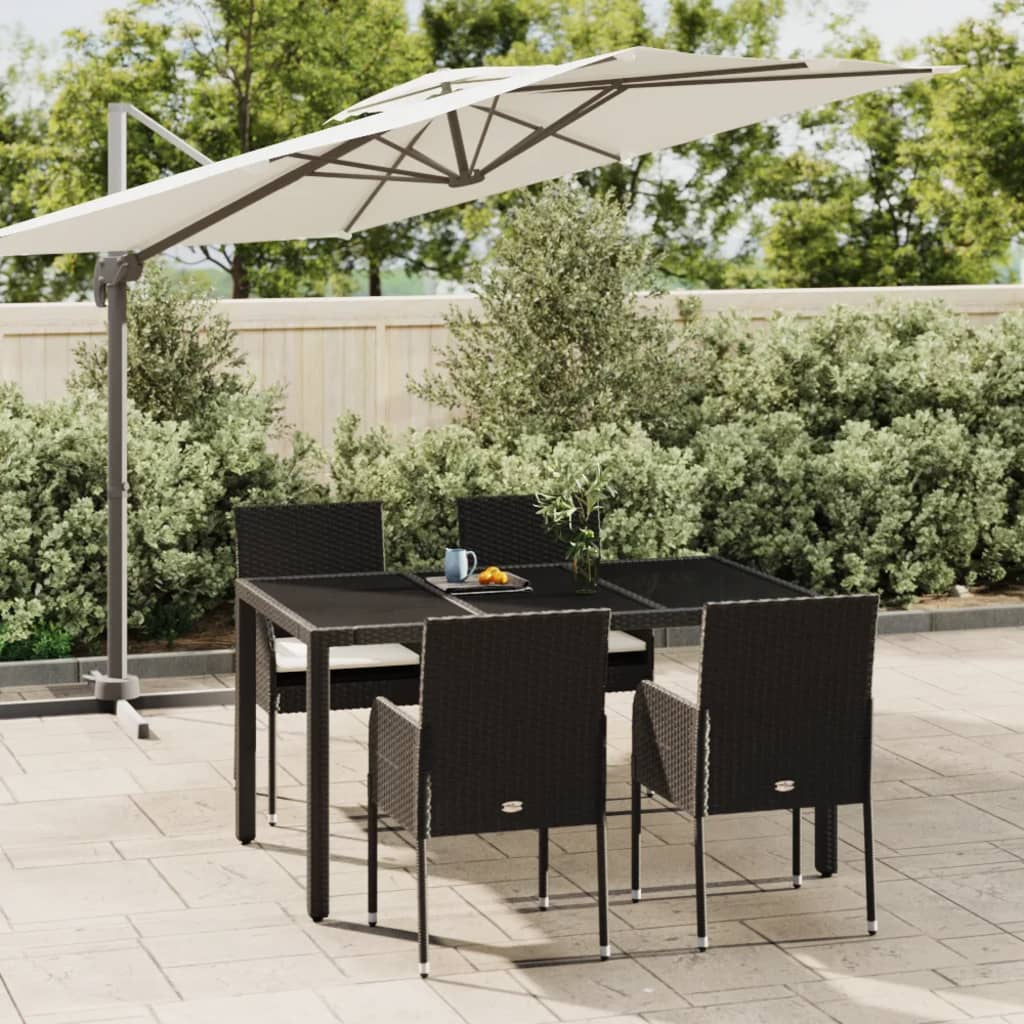 Ensemble à manger de jardin coussins 5pcs Noir Résine tressée - XIOS