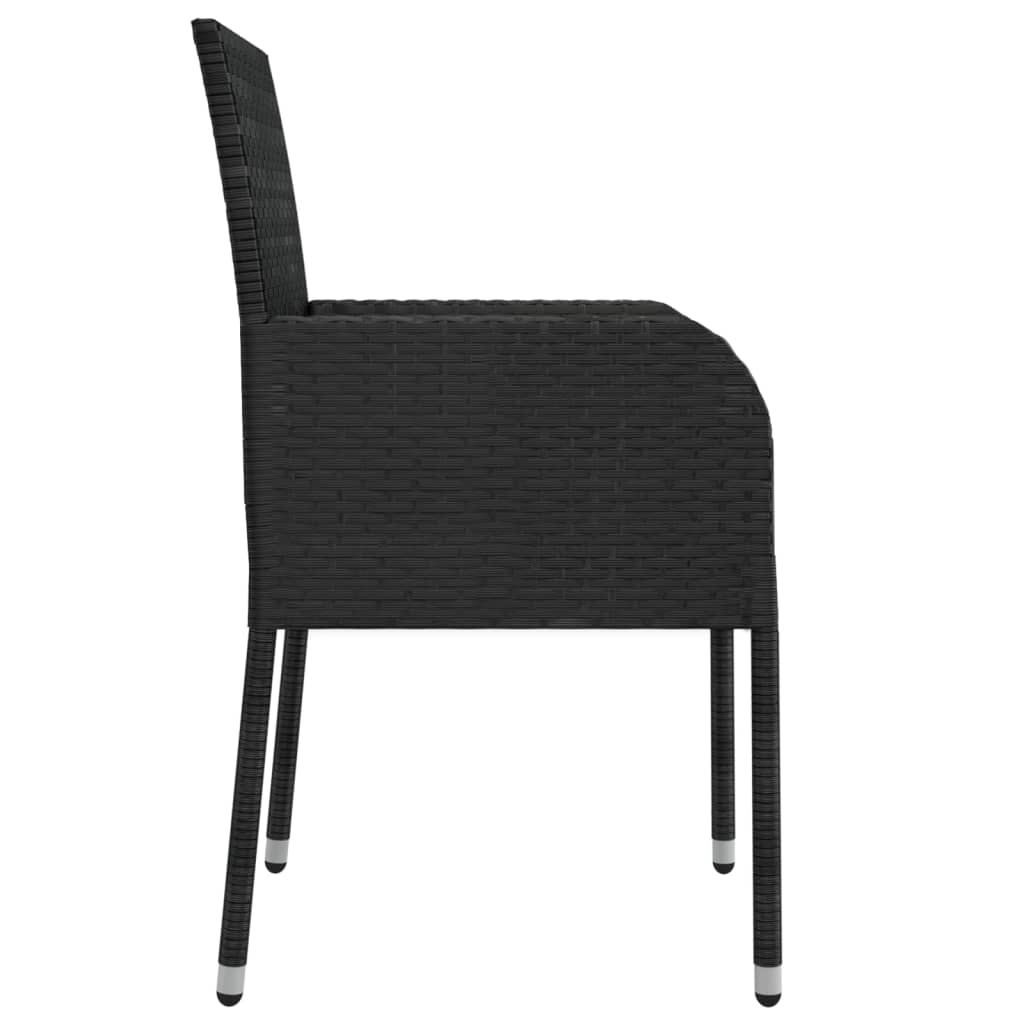 Ensemble à manger jardin 9pcs et coussins noir résine tressée
