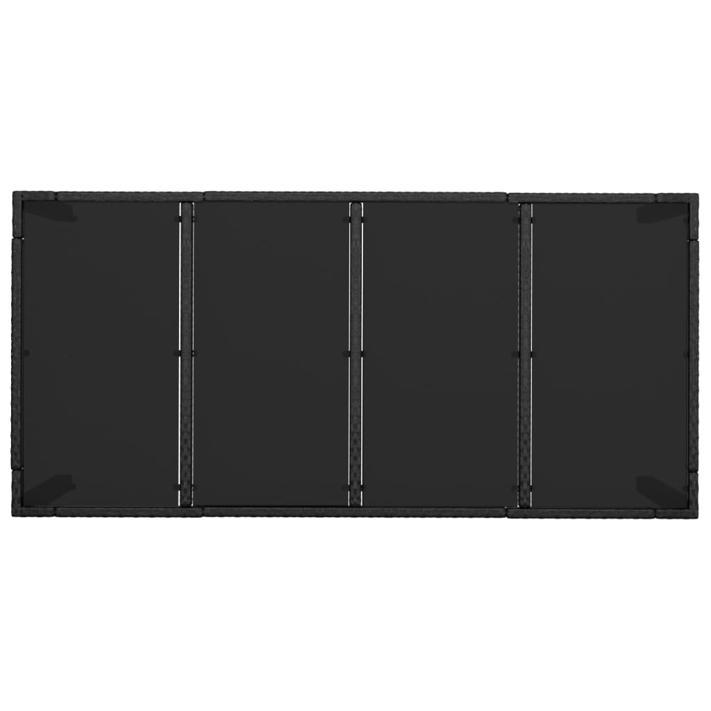 Ensemble à manger jardin 9pcs et coussins noir résine tressée