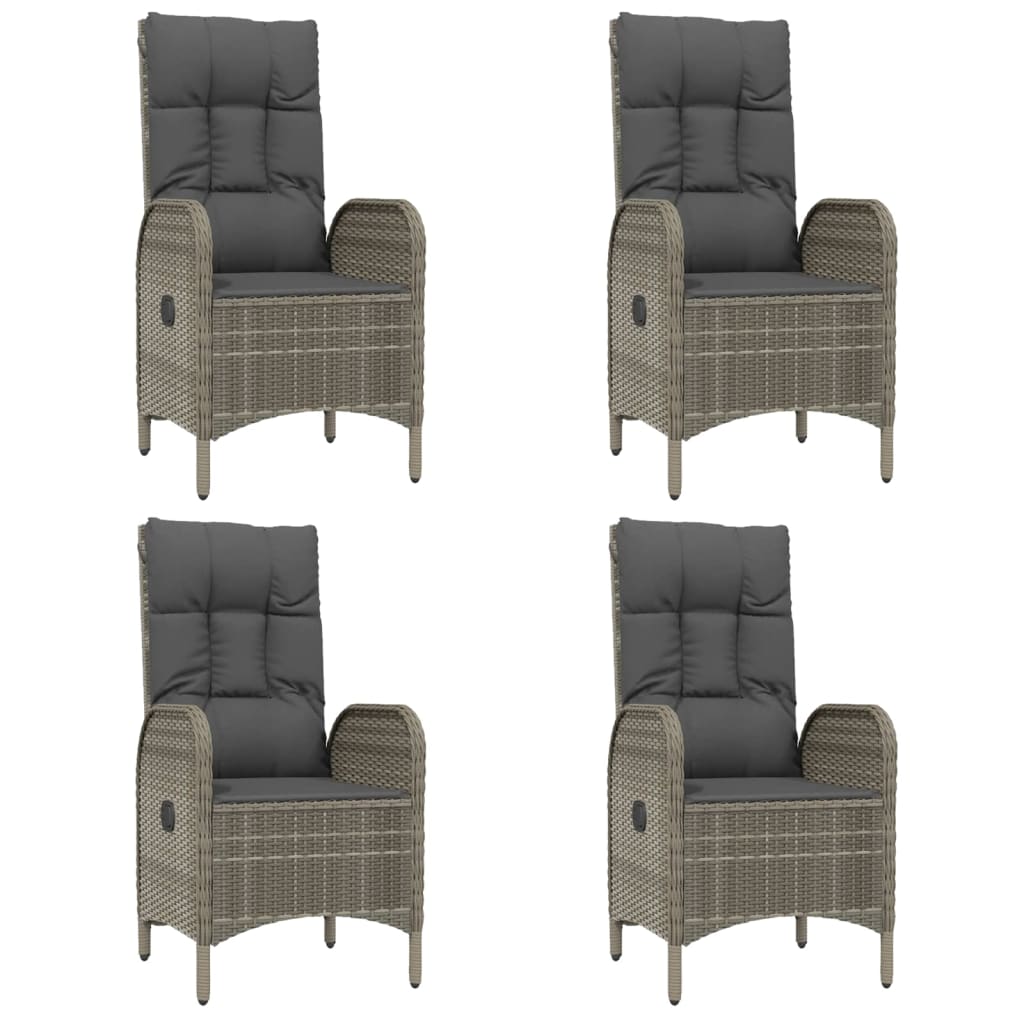 Ensemble à manger de jardin 5 pcs coussins gris résine tressée