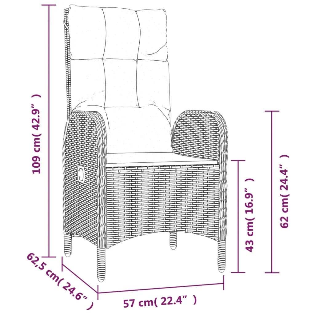 Ensemble à manger de jardin 5 pcs coussins gris résine tressée