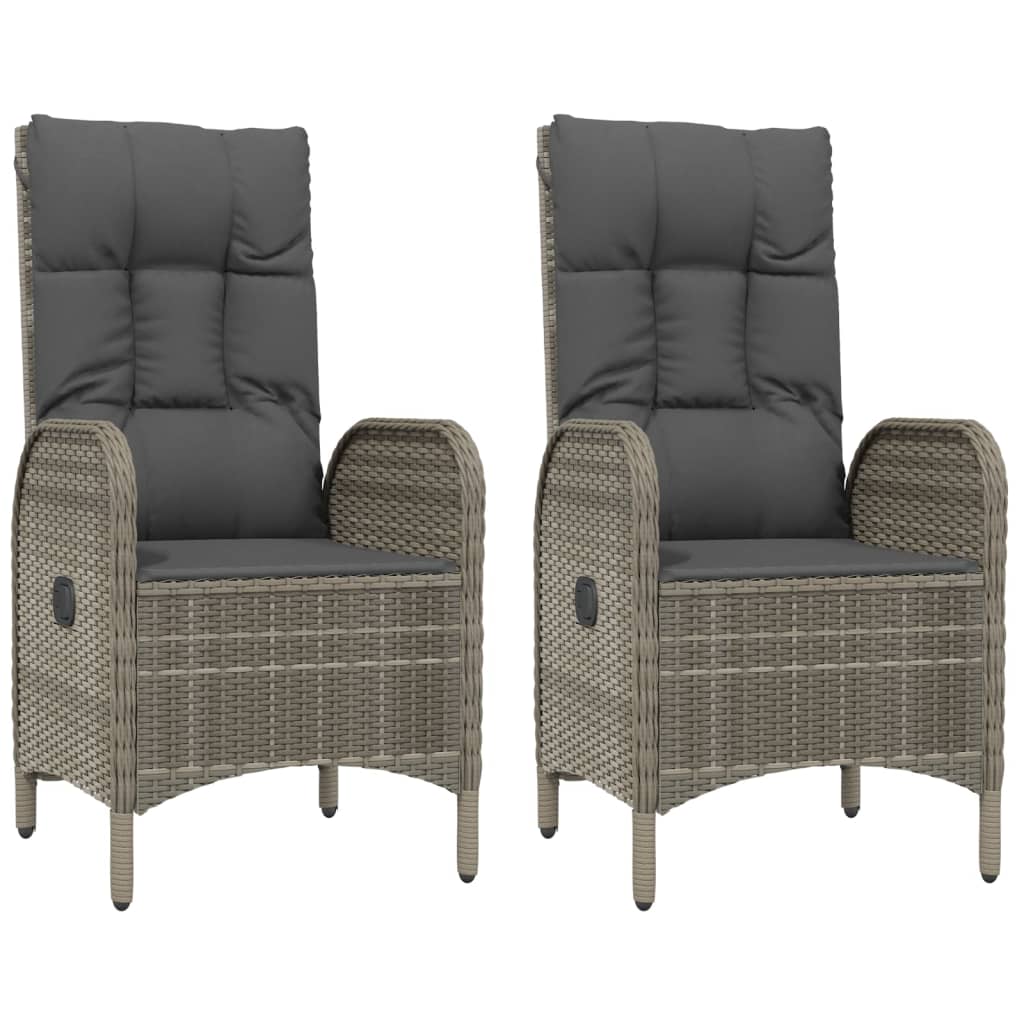 Ensemble à manger de jardin 3 pcs coussins gris résine tressée