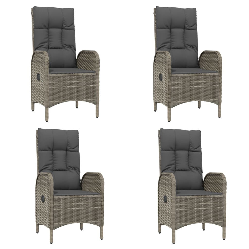 Ensemble à manger de jardin 5 pcs coussins gris résine tressée